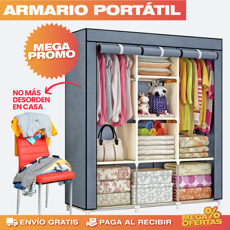 Closet Ropero Armable 3 Puertas Organizador Portatil