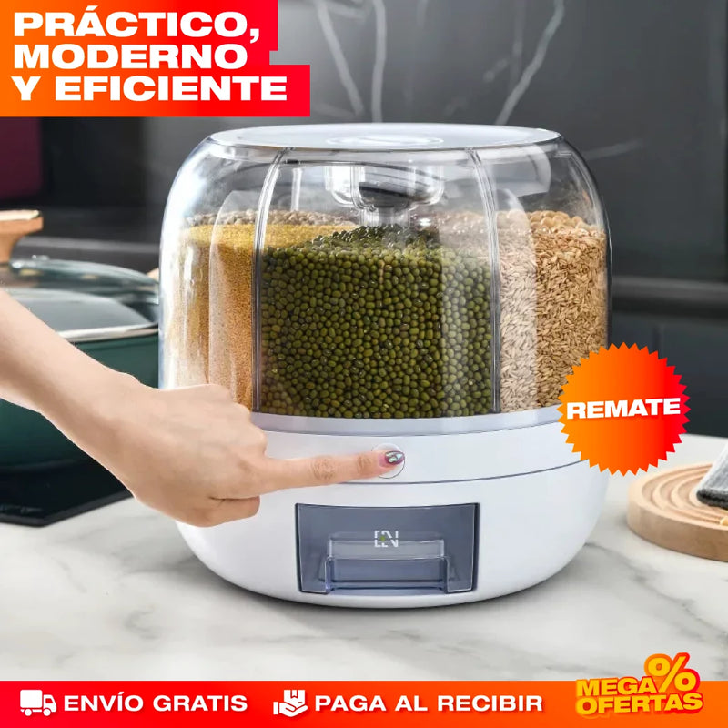 DISPENSADOR GIRATORIO DE ARROZ Y GRANOS 360º