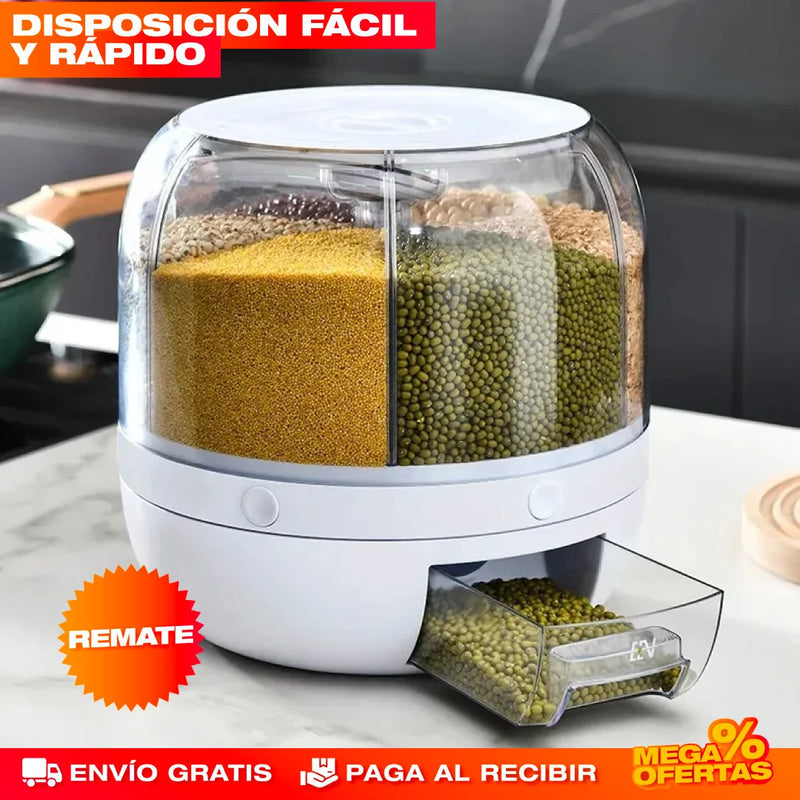 DISPENSADOR GIRATORIO DE ARROZ Y GRANOS 360º